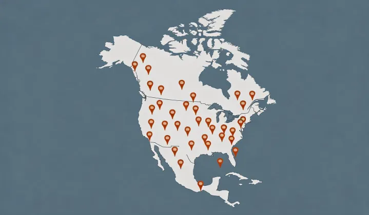 Map-style illustration of CoreTec dealer coverage