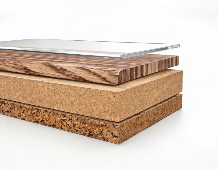 Close-up of CoreTec rigid core plank edge and wear layer
